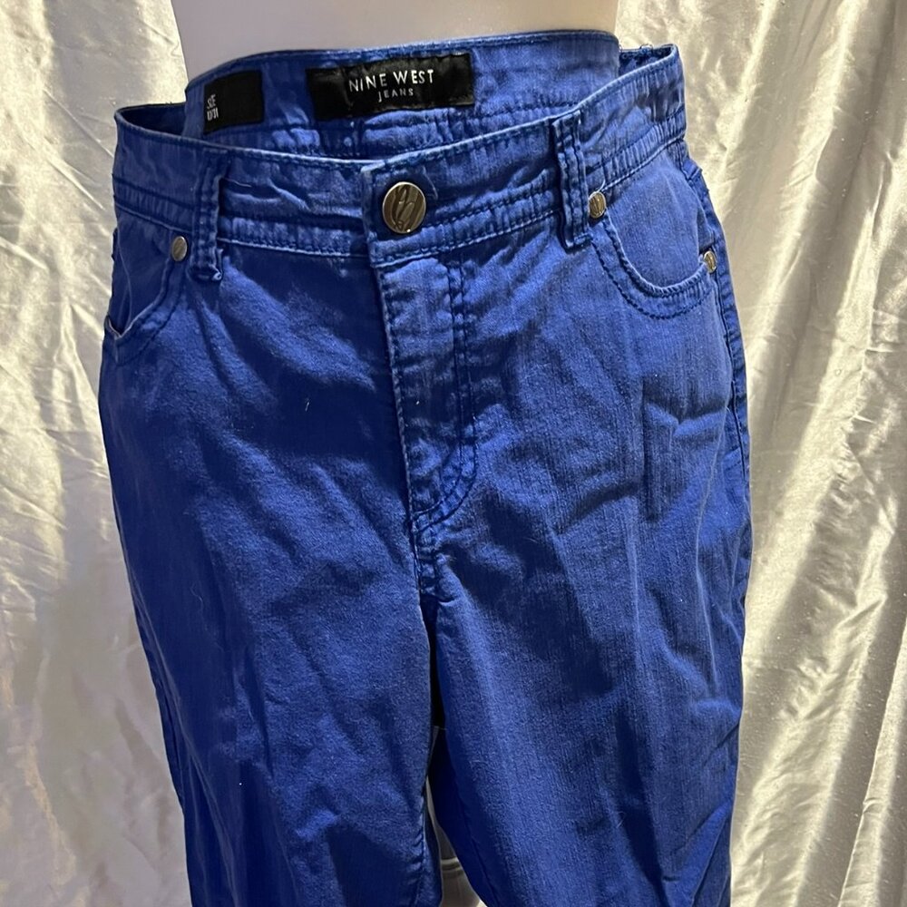 Royal Blue Nine West Cropped Bling Jean Sz 12/31